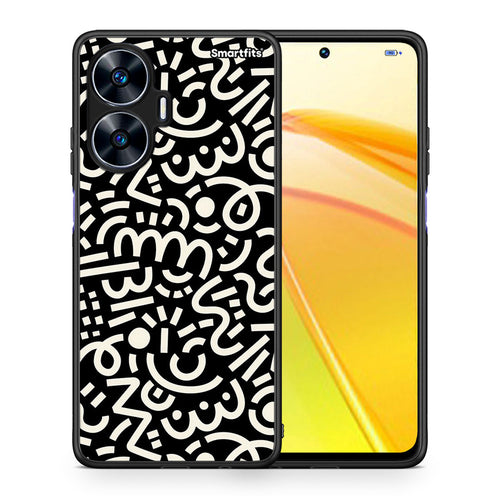 Θήκη Realme C55 Dual Doodle Art από τη Smartfits με σχέδιο στο πίσω μέρος και μαύρο περίβλημα | Realme C55 Dual Doodle Art Case with Colorful Back and Black Bezels