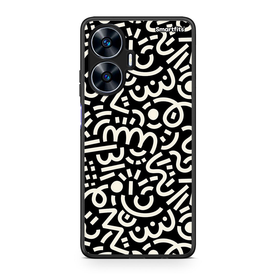 Θήκη Realme C55 Dual Doodle Art από τη Smartfits με σχέδιο στο πίσω μέρος και μαύρο περίβλημα | Realme C55 Dual Doodle Art Case with Colorful Back and Black Bezels