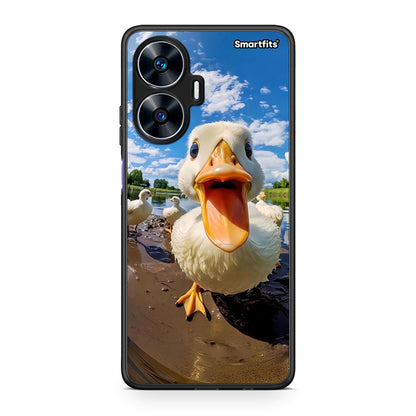 Θήκη Realme C55 Dual Duck Face από τη Smartfits με σχέδιο στο πίσω μέρος και μαύρο περίβλημα | Realme C55 Dual Duck Face Case with Colorful Back and Black Bezels