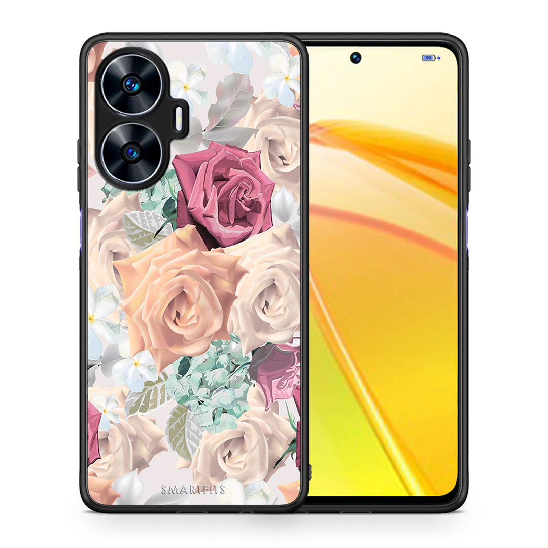 Θήκη Realme C55 Dual Floral Bouquet από τη Smartfits με σχέδιο στο πίσω μέρος και μαύρο περίβλημα | Realme C55 Dual Floral Bouquet Case with Colorful Back and Black Bezels