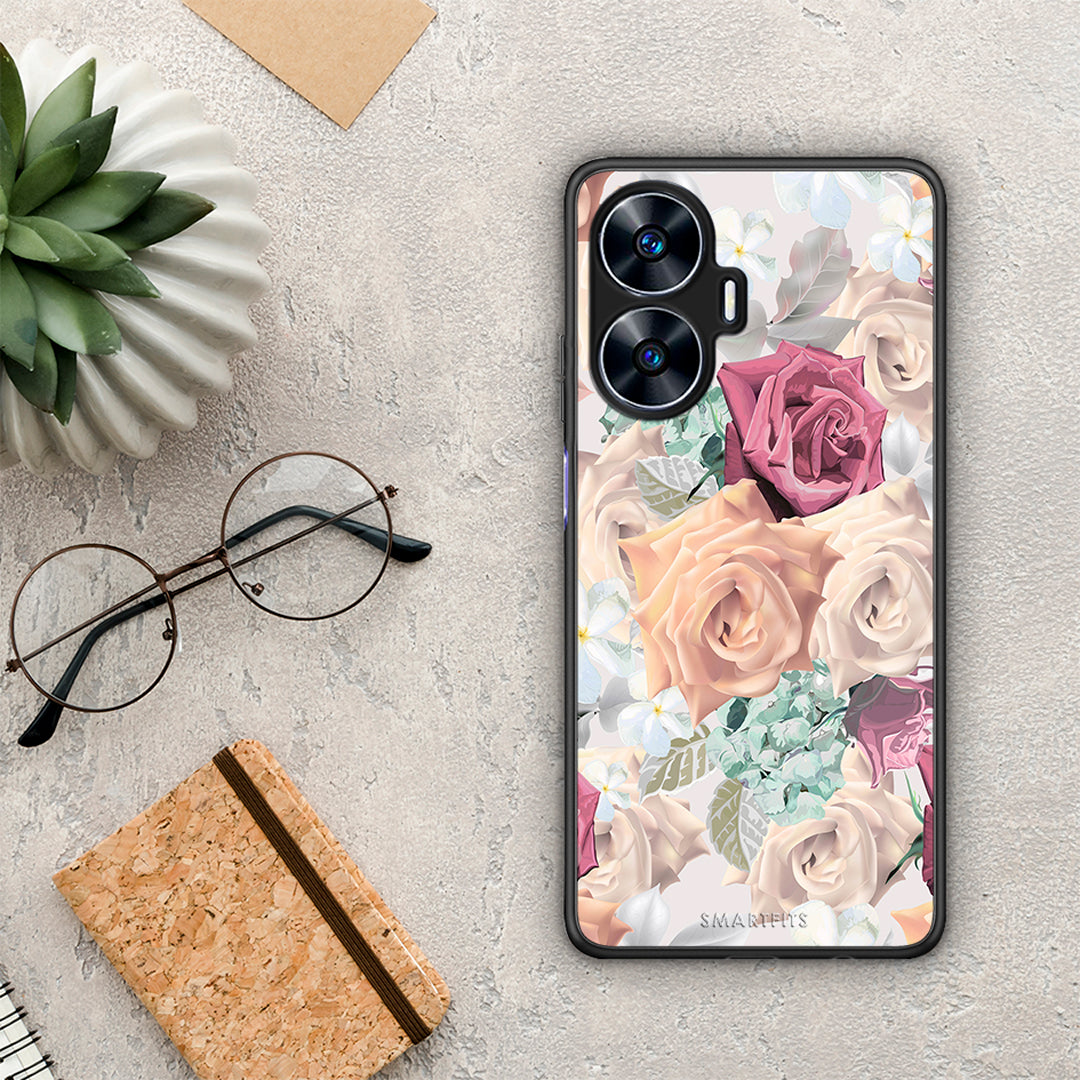 Θήκη Realme C55 Dual Floral Bouquet από τη Smartfits με σχέδιο στο πίσω μέρος και μαύρο περίβλημα | Realme C55 Dual Floral Bouquet Case with Colorful Back and Black Bezels