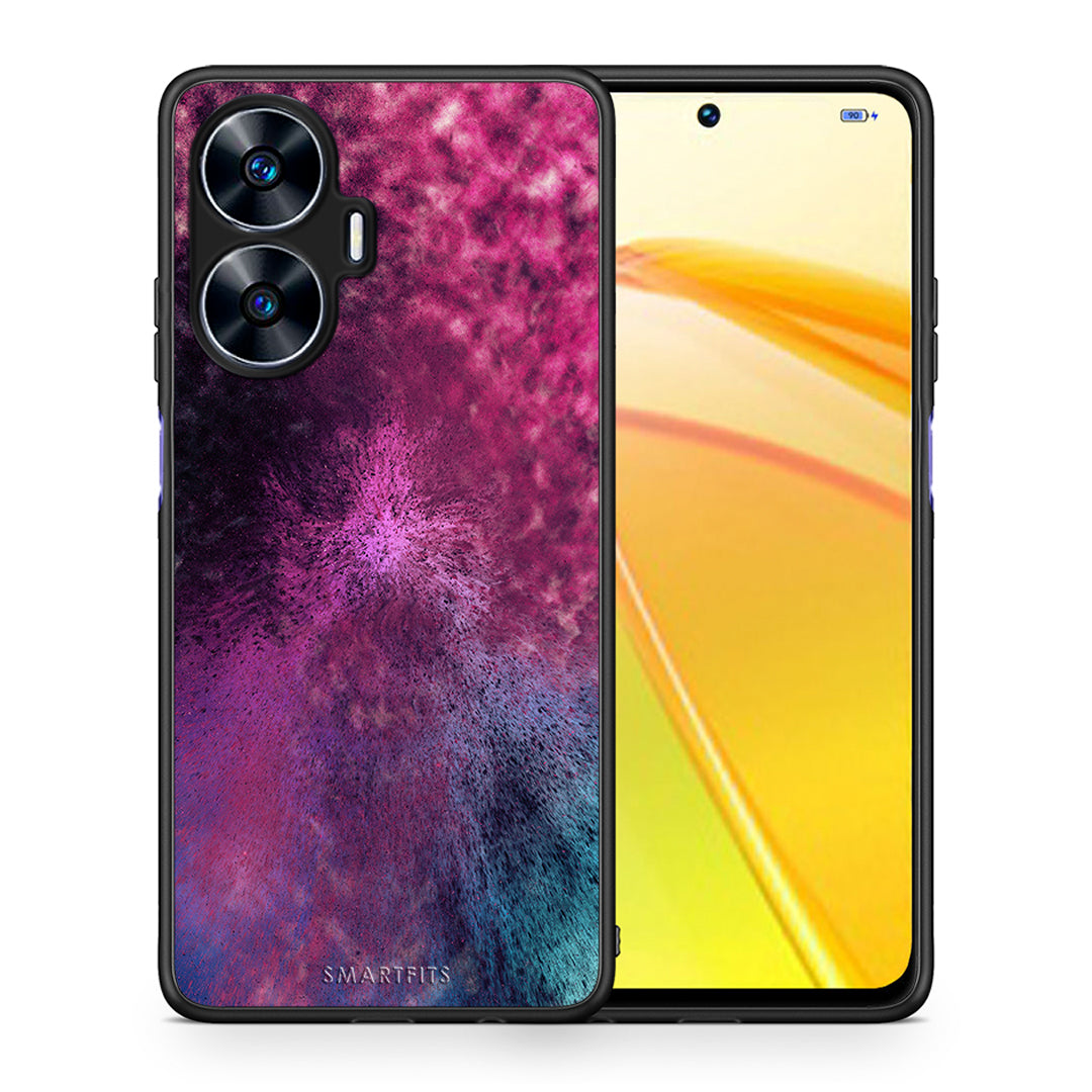 Θήκη Realme C55 Dual Galactic Aurora από τη Smartfits με σχέδιο στο πίσω μέρος και μαύρο περίβλημα | Realme C55 Dual Galactic Aurora Case with Colorful Back and Black Bezels