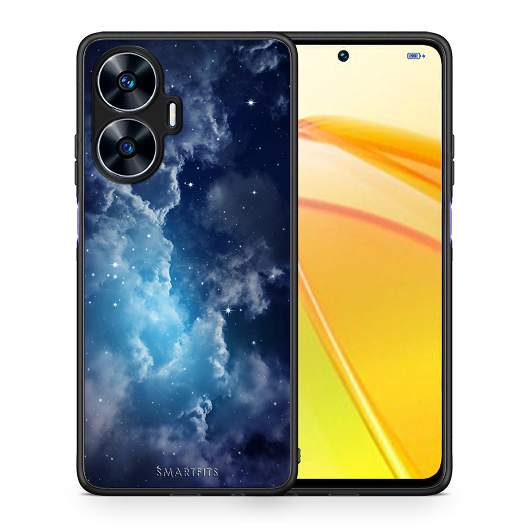 Θήκη Realme C55 Dual Galactic Blue Sky από τη Smartfits με σχέδιο στο πίσω μέρος και μαύρο περίβλημα | Realme C55 Dual Galactic Blue Sky Case with Colorful Back and Black Bezels