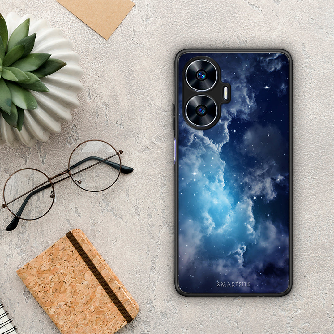 Θήκη Realme C55 Dual Galactic Blue Sky από τη Smartfits με σχέδιο στο πίσω μέρος και μαύρο περίβλημα | Realme C55 Dual Galactic Blue Sky Case with Colorful Back and Black Bezels