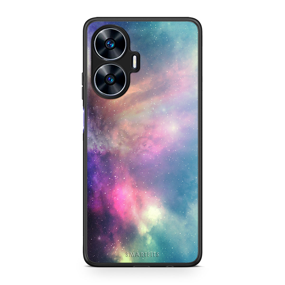 Θήκη Realme C55 Dual Galactic Rainbow από τη Smartfits με σχέδιο στο πίσω μέρος και μαύρο περίβλημα | Realme C55 Dual Galactic Rainbow Case with Colorful Back and Black Bezels