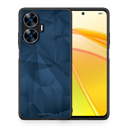 Θήκη Realme C55 Dual Geometric Blue Abstract από τη Smartfits με σχέδιο στο πίσω μέρος και μαύρο περίβλημα | Realme C55 Dual Geometric Blue Abstract Case with Colorful Back and Black Bezels