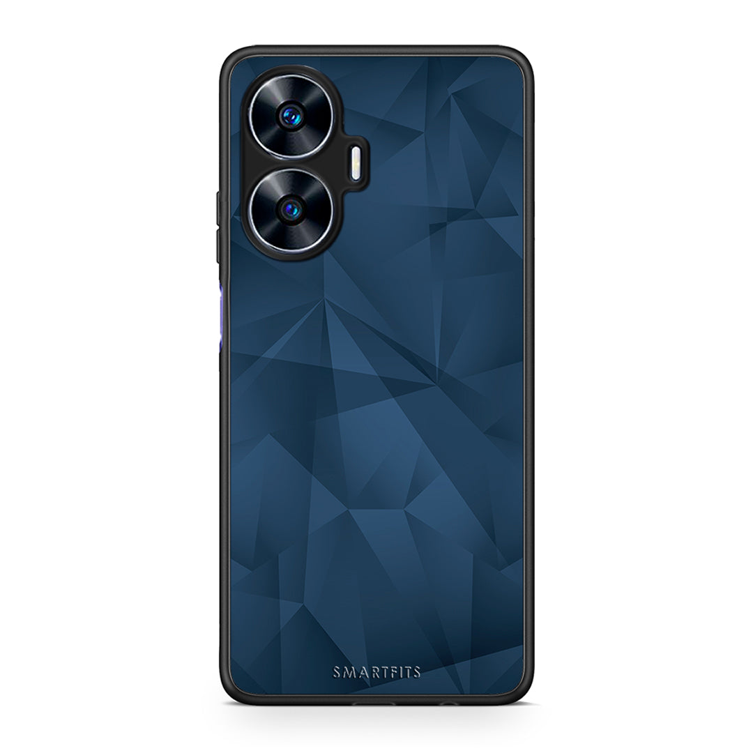 Θήκη Realme C55 Dual Geometric Blue Abstract από τη Smartfits με σχέδιο στο πίσω μέρος και μαύρο περίβλημα | Realme C55 Dual Geometric Blue Abstract Case with Colorful Back and Black Bezels