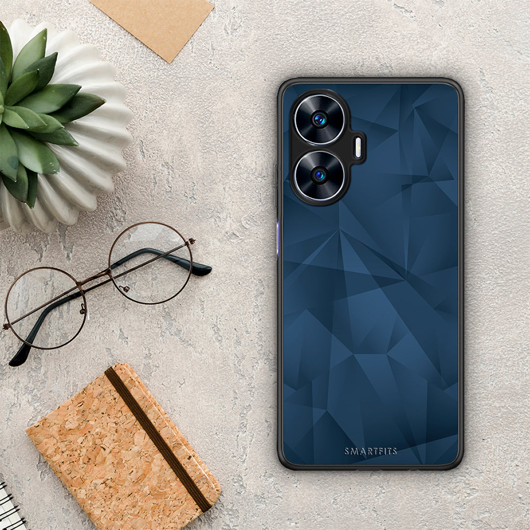 Θήκη Realme C55 Dual Geometric Blue Abstract από τη Smartfits με σχέδιο στο πίσω μέρος και μαύρο περίβλημα | Realme C55 Dual Geometric Blue Abstract Case with Colorful Back and Black Bezels