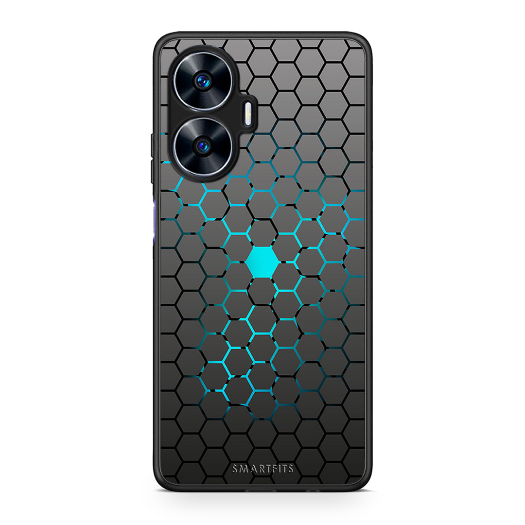 Θήκη Realme C55 Dual Geometric Hexagonal από τη Smartfits με σχέδιο στο πίσω μέρος και μαύρο περίβλημα | Realme C55 Dual Geometric Hexagonal Case with Colorful Back and Black Bezels