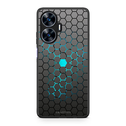 Θήκη Realme C55 Dual Geometric Hexagonal από τη Smartfits με σχέδιο στο πίσω μέρος και μαύρο περίβλημα | Realme C55 Dual Geometric Hexagonal Case with Colorful Back and Black Bezels
