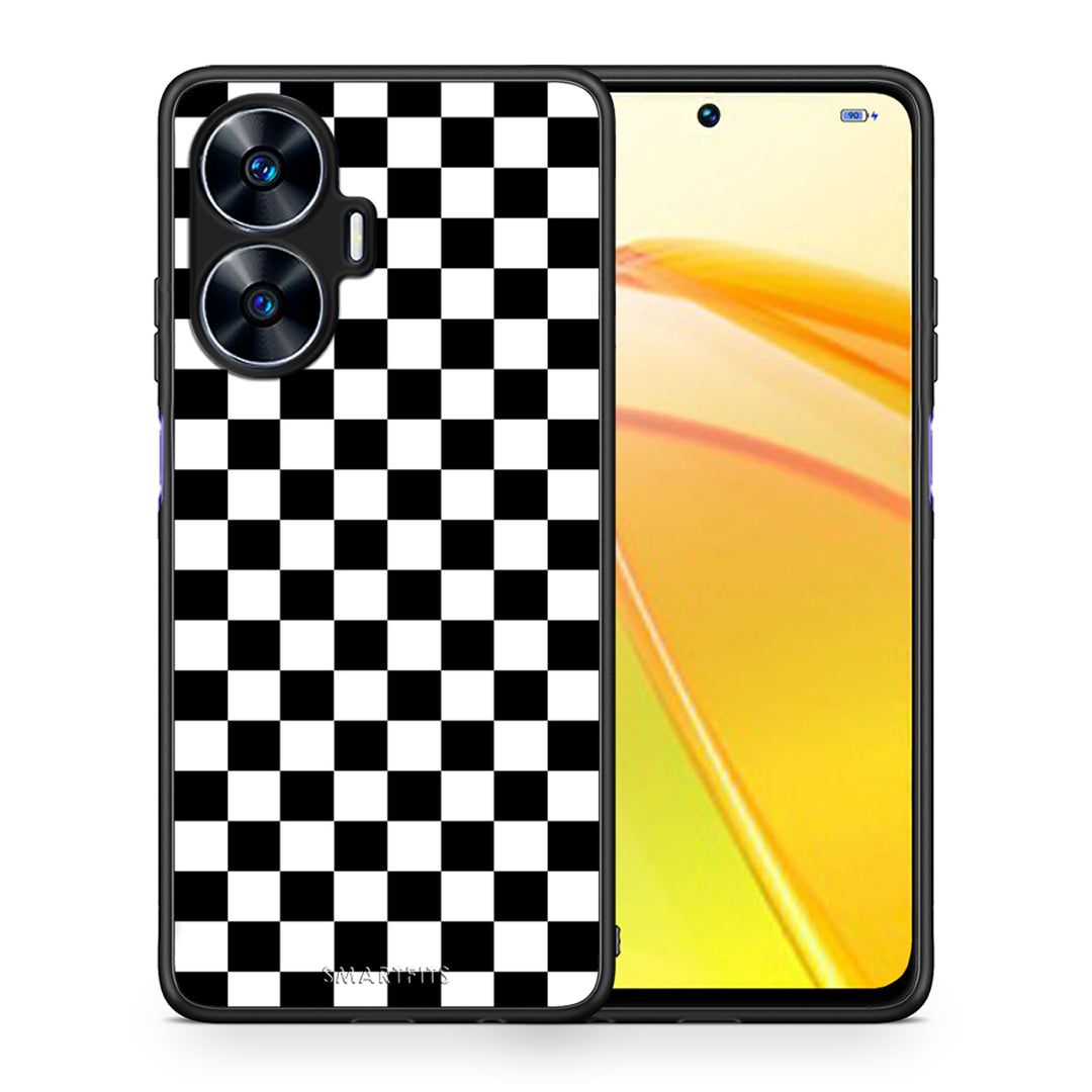 Θήκη Realme C55 Dual Geometric Squares από τη Smartfits με σχέδιο στο πίσω μέρος και μαύρο περίβλημα | Realme C55 Dual Geometric Squares Case with Colorful Back and Black Bezels