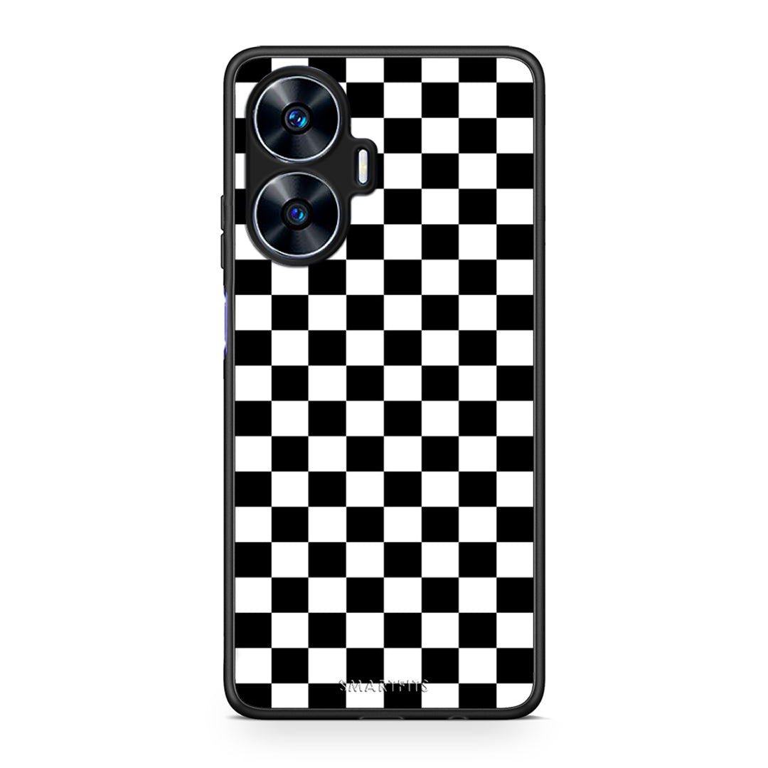 Θήκη Realme C55 Dual Geometric Squares από τη Smartfits με σχέδιο στο πίσω μέρος και μαύρο περίβλημα | Realme C55 Dual Geometric Squares Case with Colorful Back and Black Bezels