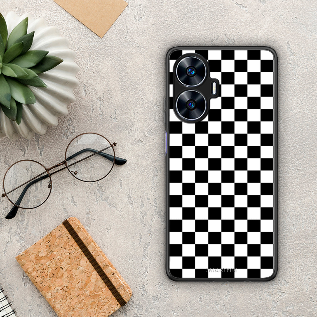 Θήκη Realme C55 Dual Geometric Squares από τη Smartfits με σχέδιο στο πίσω μέρος και μαύρο περίβλημα | Realme C55 Dual Geometric Squares Case with Colorful Back and Black Bezels