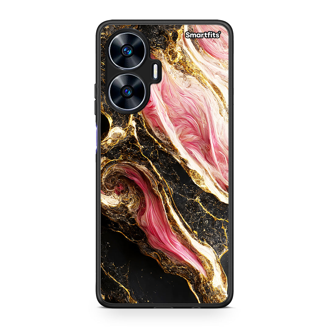 Θήκη Realme C55 Dual Glamorous Pink Marble από τη Smartfits με σχέδιο στο πίσω μέρος και μαύρο περίβλημα | Realme C55 Dual Glamorous Pink Marble Case with Colorful Back and Black Bezels