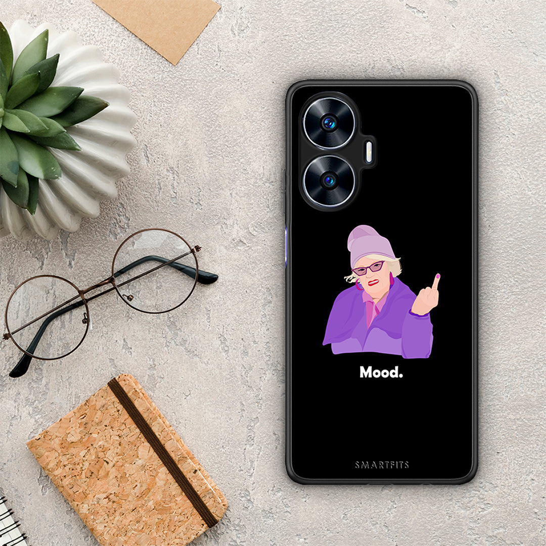 Θήκη Realme C55 Dual Grandma Mood Black από τη Smartfits με σχέδιο στο πίσω μέρος και μαύρο περίβλημα | Realme C55 Dual Grandma Mood Black Case with Colorful Back and Black Bezels