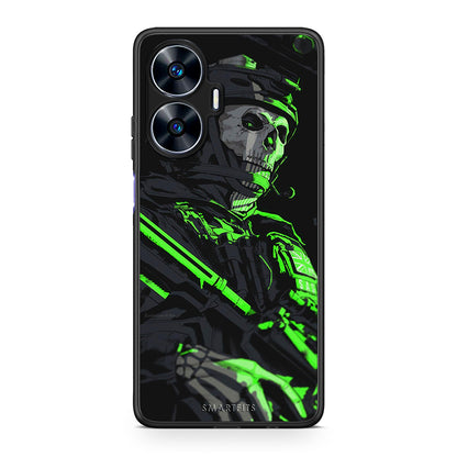 Θήκη Realme C55 Dual Green Soldier από τη Smartfits με σχέδιο στο πίσω μέρος και μαύρο περίβλημα | Realme C55 Dual Green Soldier Case with Colorful Back and Black Bezels
