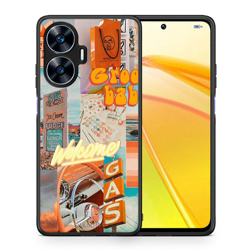 Θήκη Realme C55 Dual Groovy Babe από τη Smartfits με σχέδιο στο πίσω μέρος και μαύρο περίβλημα | Realme C55 Dual Groovy Babe Case with Colorful Back and Black Bezels