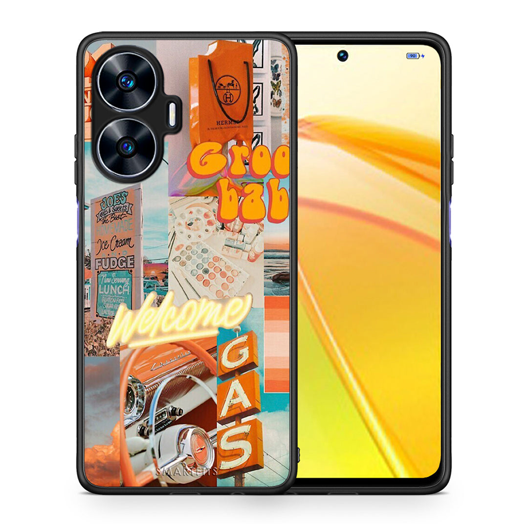 Θήκη Realme C55 Dual Groovy Babe από τη Smartfits με σχέδιο στο πίσω μέρος και μαύρο περίβλημα | Realme C55 Dual Groovy Babe Case with Colorful Back and Black Bezels