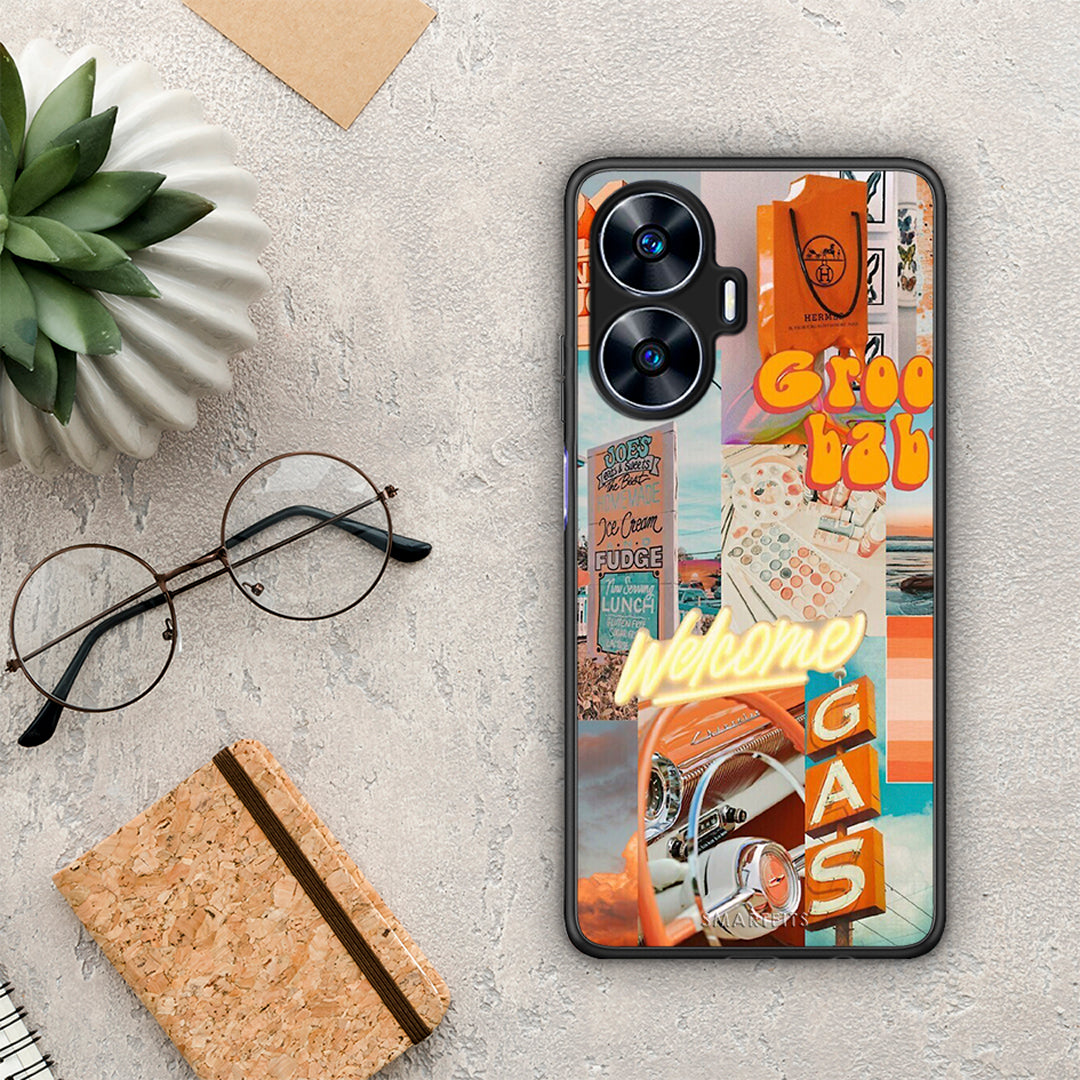 Θήκη Realme C55 Dual Groovy Babe από τη Smartfits με σχέδιο στο πίσω μέρος και μαύρο περίβλημα | Realme C55 Dual Groovy Babe Case with Colorful Back and Black Bezels