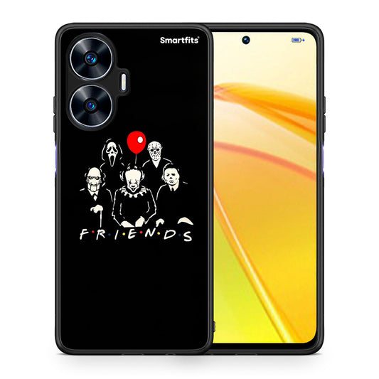 Θήκη Realme C55 Dual Halloween Friends από τη Smartfits με σχέδιο στο πίσω μέρος και μαύρο περίβλημα | Realme C55 Dual Halloween Friends Case with Colorful Back and Black Bezels
