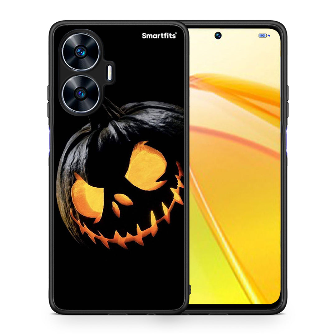 Θήκη Realme C55 Dual Halloween Scary Pumpkin από τη Smartfits με σχέδιο στο πίσω μέρος και μαύρο περίβλημα | Realme C55 Dual Halloween Scary Pumpkin Case with Colorful Back and Black Bezels