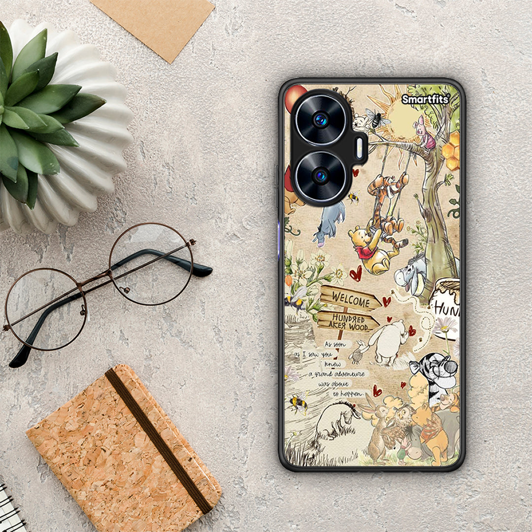 Θήκη Realme C55 Dual Happy Friends από τη Smartfits με σχέδιο στο πίσω μέρος και μαύρο περίβλημα | Realme C55 Dual Happy Friends Case with Colorful Back and Black Bezels