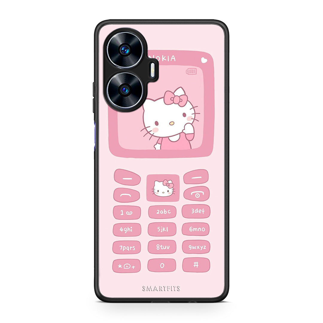 Θήκη Realme C55 Dual Hello Kitten από τη Smartfits με σχέδιο στο πίσω μέρος και μαύρο περίβλημα | Realme C55 Dual Hello Kitten Case with Colorful Back and Black Bezels
