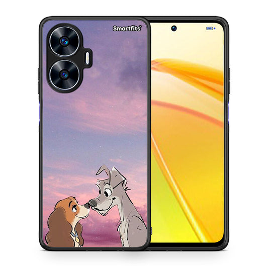 Θήκη Realme C55 Dual Lady And Tramp από τη Smartfits με σχέδιο στο πίσω μέρος και μαύρο περίβλημα | Realme C55 Dual Lady And Tramp Case with Colorful Back and Black Bezels