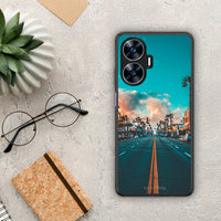 Thumbnail for Θήκη Realme C55 Dual Landscape City από τη Smartfits με σχέδιο στο πίσω μέρος και μαύρο περίβλημα | Realme C55 Dual Landscape City Case with Colorful Back and Black Bezels