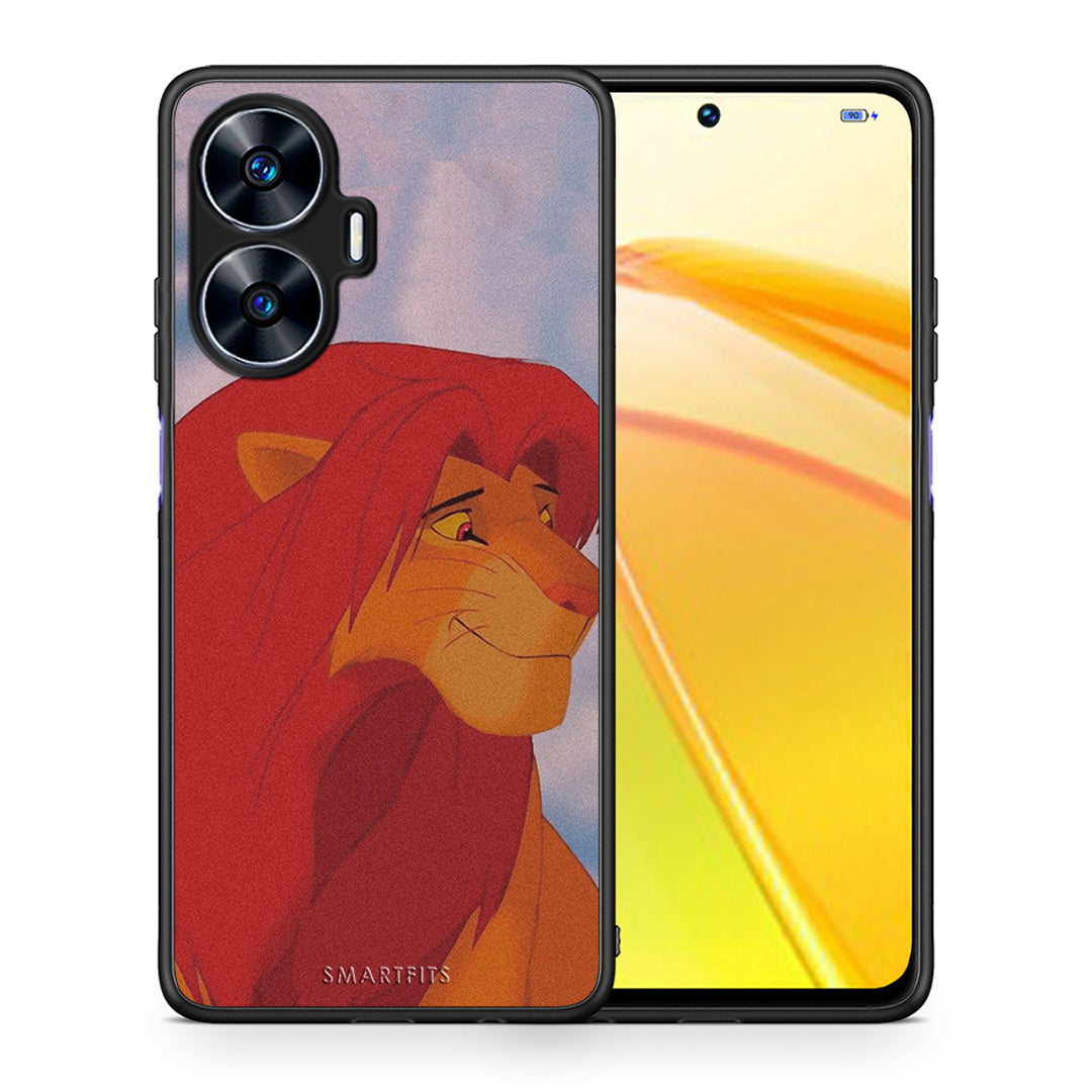 Θήκη Realme C55 Dual Lion Love 1 από τη Smartfits με σχέδιο στο πίσω μέρος και μαύρο περίβλημα | Realme C55 Dual Lion Love 1 Case with Colorful Back and Black Bezels