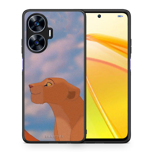Θήκη Realme C55 Dual Lion Love 2 από τη Smartfits με σχέδιο στο πίσω μέρος και μαύρο περίβλημα | Realme C55 Dual Lion Love 2 Case with Colorful Back and Black Bezels