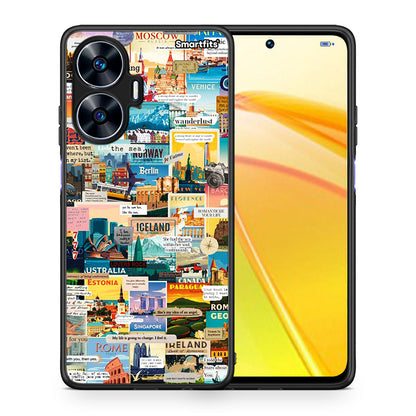 Θήκη Realme C55 Dual Live To Travel από τη Smartfits με σχέδιο στο πίσω μέρος και μαύρο περίβλημα | Realme C55 Dual Live To Travel Case with Colorful Back and Black Bezels