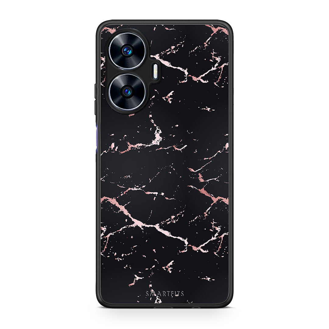 Θήκη Realme C55 Dual Marble Black Rosegold από τη Smartfits με σχέδιο στο πίσω μέρος και μαύρο περίβλημα | Realme C55 Dual Marble Black Rosegold Case with Colorful Back and Black Bezels