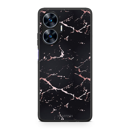 Θήκη Realme C55 Dual Marble Black Rosegold από τη Smartfits με σχέδιο στο πίσω μέρος και μαύρο περίβλημα | Realme C55 Dual Marble Black Rosegold Case with Colorful Back and Black Bezels