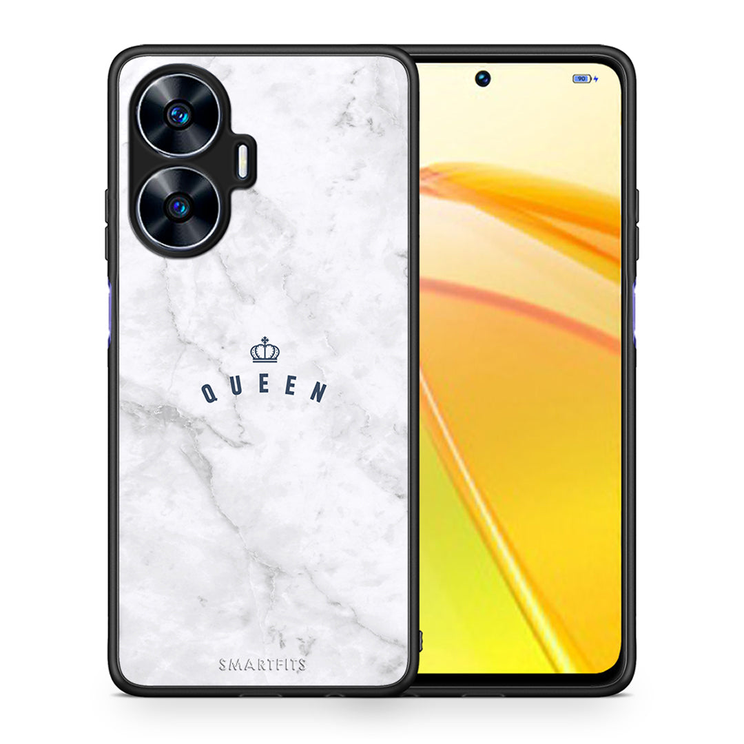 Θήκη Realme C55 Dual Marble Queen από τη Smartfits με σχέδιο στο πίσω μέρος και μαύρο περίβλημα | Realme C55 Dual Marble Queen Case with Colorful Back and Black Bezels