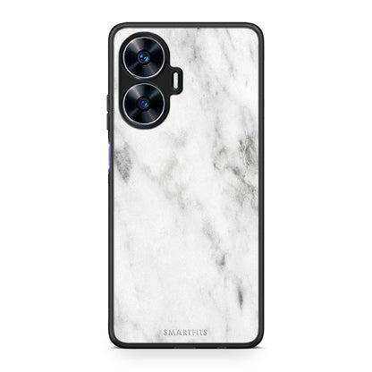 Θήκη Realme C55 Dual Marble White από τη Smartfits με σχέδιο στο πίσω μέρος και μαύρο περίβλημα | Realme C55 Dual Marble White Case with Colorful Back and Black Bezels