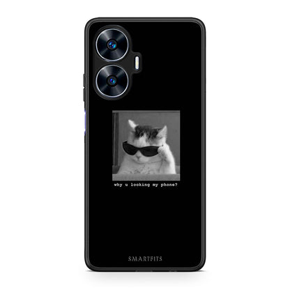 Θήκη Realme C55 Dual Meme Cat από τη Smartfits με σχέδιο στο πίσω μέρος και μαύρο περίβλημα | Realme C55 Dual Meme Cat Case with Colorful Back and Black Bezels