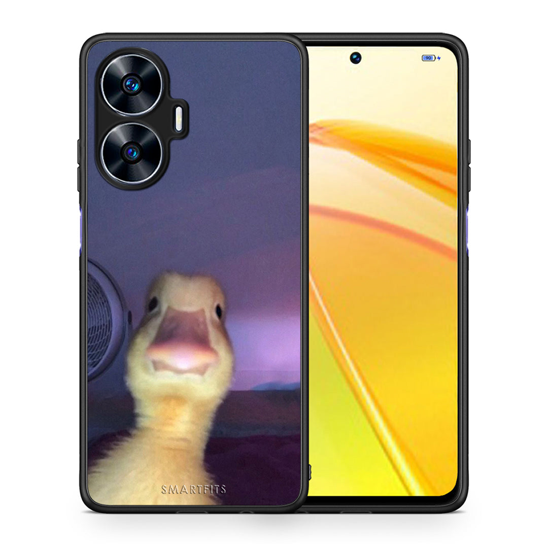 Θήκη Realme C55 Dual Meme Duck από τη Smartfits με σχέδιο στο πίσω μέρος και μαύρο περίβλημα | Realme C55 Dual Meme Duck Case with Colorful Back and Black Bezels