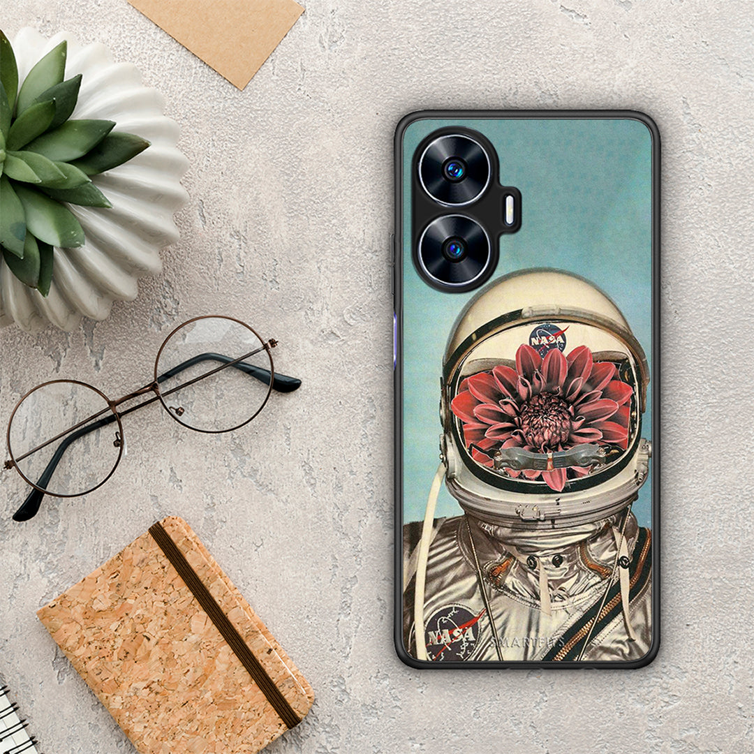 Θήκη Realme C55 Dual Nasa Bloom από τη Smartfits με σχέδιο στο πίσω μέρος και μαύρο περίβλημα | Realme C55 Dual Nasa Bloom Case with Colorful Back and Black Bezels