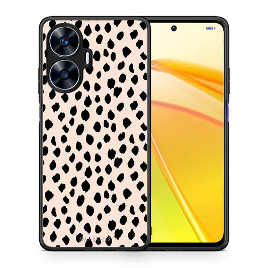 Θήκη Realme C55 Dual New Polka Dots από τη Smartfits με σχέδιο στο πίσω μέρος και μαύρο περίβλημα | Realme C55 Dual New Polka Dots Case with Colorful Back and Black Bezels