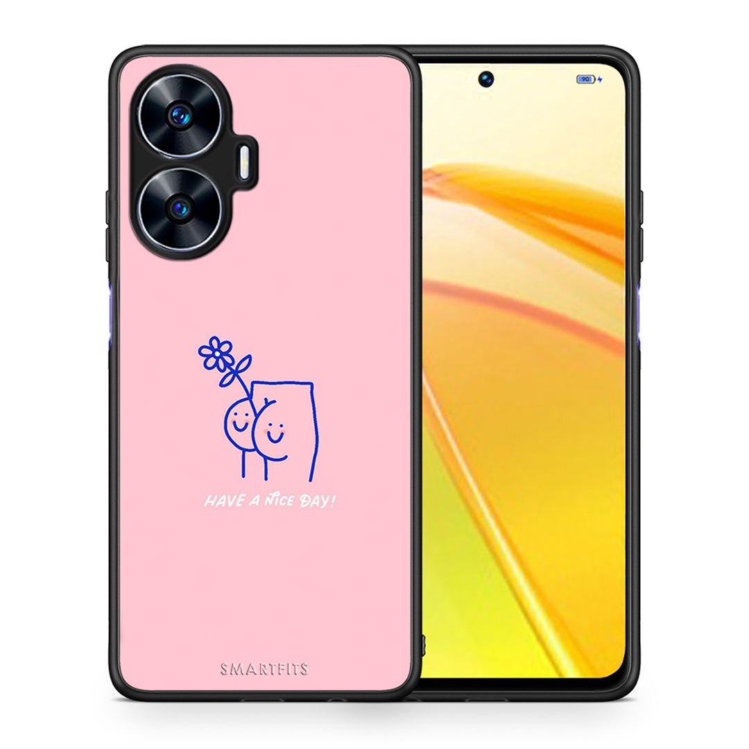 Θήκη Realme C55 Dual Nice Day από τη Smartfits με σχέδιο στο πίσω μέρος και μαύρο περίβλημα | Realme C55 Dual Nice Day Case with Colorful Back and Black Bezels