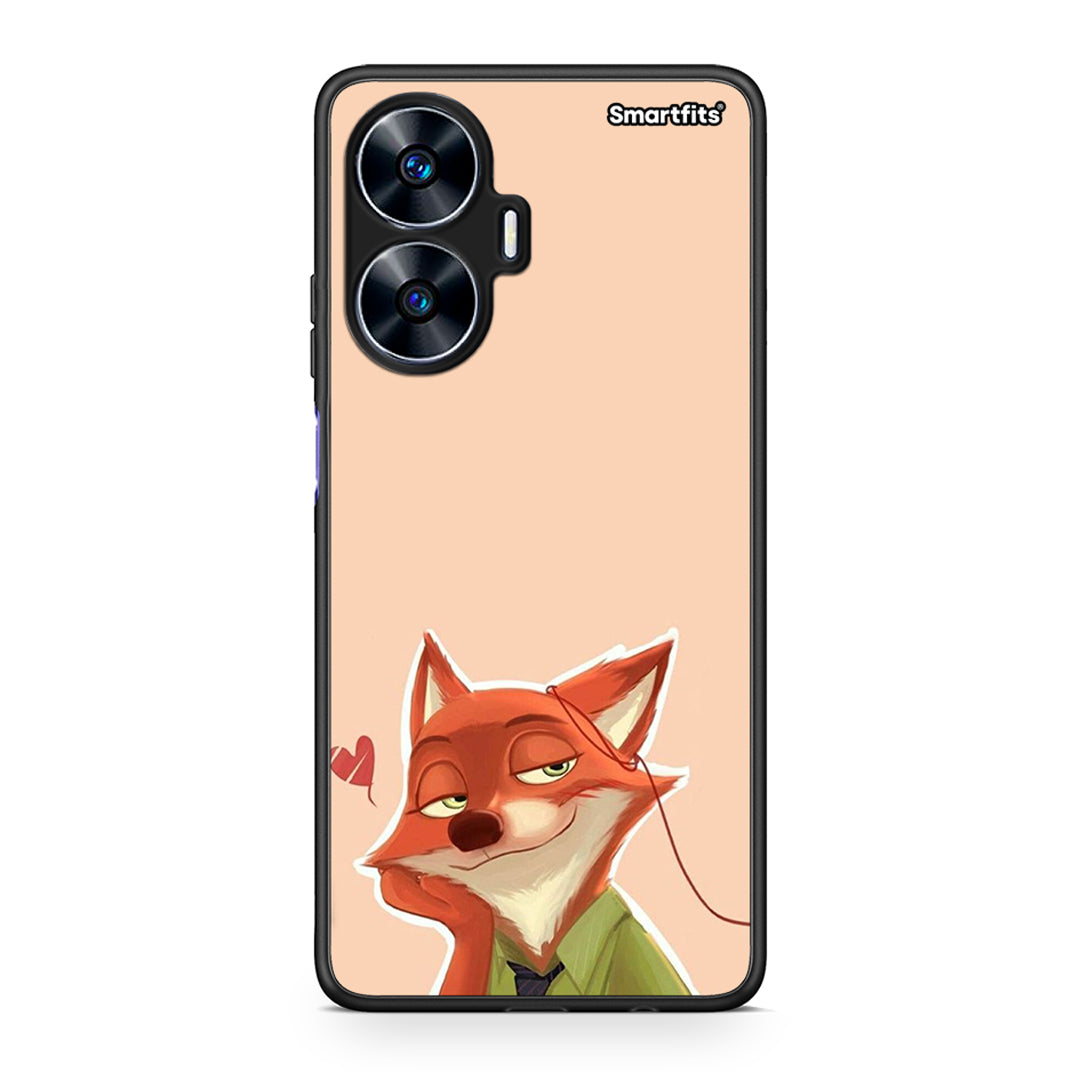 Θήκη Realme C55 Dual Nick Wilde And Judy Hopps Love 1 από τη Smartfits με σχέδιο στο πίσω μέρος και μαύρο περίβλημα | Realme C55 Dual Nick Wilde And Judy Hopps Love 1 Case with Colorful Back and Black Bezels