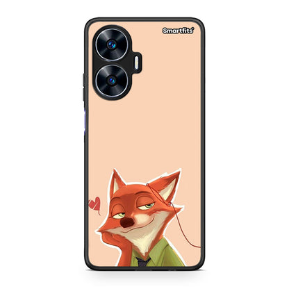 Θήκη Realme C55 Dual Nick Wilde And Judy Hopps Love 1 από τη Smartfits με σχέδιο στο πίσω μέρος και μαύρο περίβλημα | Realme C55 Dual Nick Wilde And Judy Hopps Love 1 Case with Colorful Back and Black Bezels