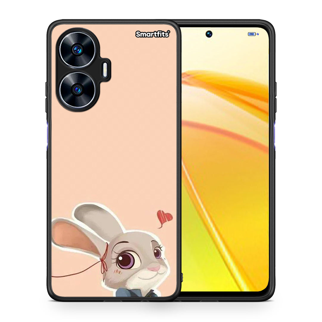 Θήκη Realme C55 Dual Nick Wilde And Judy Hopps Love 2 από τη Smartfits με σχέδιο στο πίσω μέρος και μαύρο περίβλημα | Realme C55 Dual Nick Wilde And Judy Hopps Love 2 Case with Colorful Back and Black Bezels