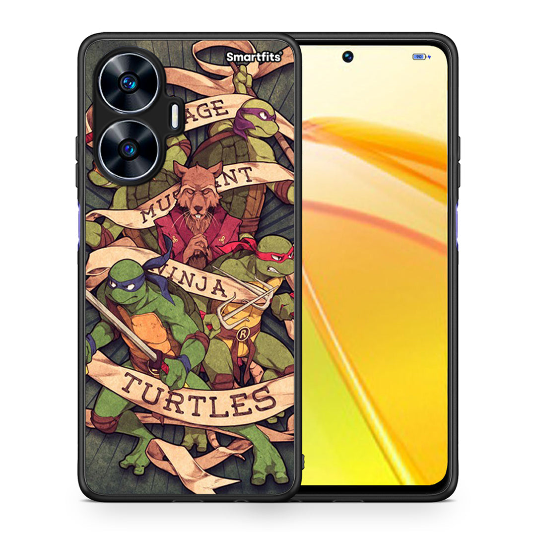 Θήκη Realme C55 Dual Ninja Turtles από τη Smartfits με σχέδιο στο πίσω μέρος και μαύρο περίβλημα | Realme C55 Dual Ninja Turtles Case with Colorful Back and Black Bezels