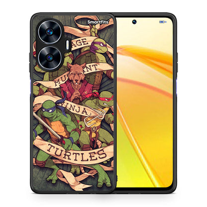 Θήκη Realme C55 Dual Ninja Turtles από τη Smartfits με σχέδιο στο πίσω μέρος και μαύρο περίβλημα | Realme C55 Dual Ninja Turtles Case with Colorful Back and Black Bezels