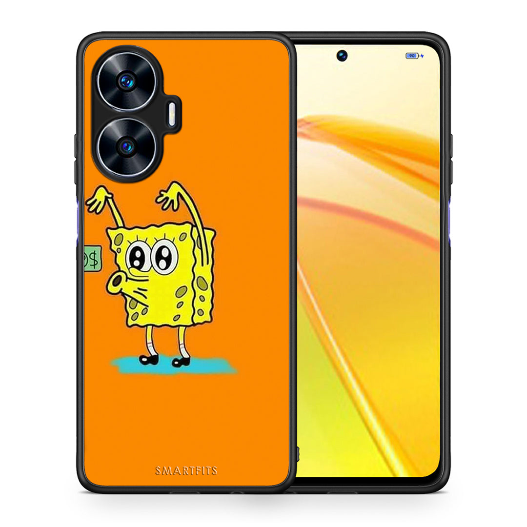 Θήκη Realme C55 Dual No Money 2 από τη Smartfits με σχέδιο στο πίσω μέρος και μαύρο περίβλημα | Realme C55 Dual No Money 2 Case with Colorful Back and Black Bezels