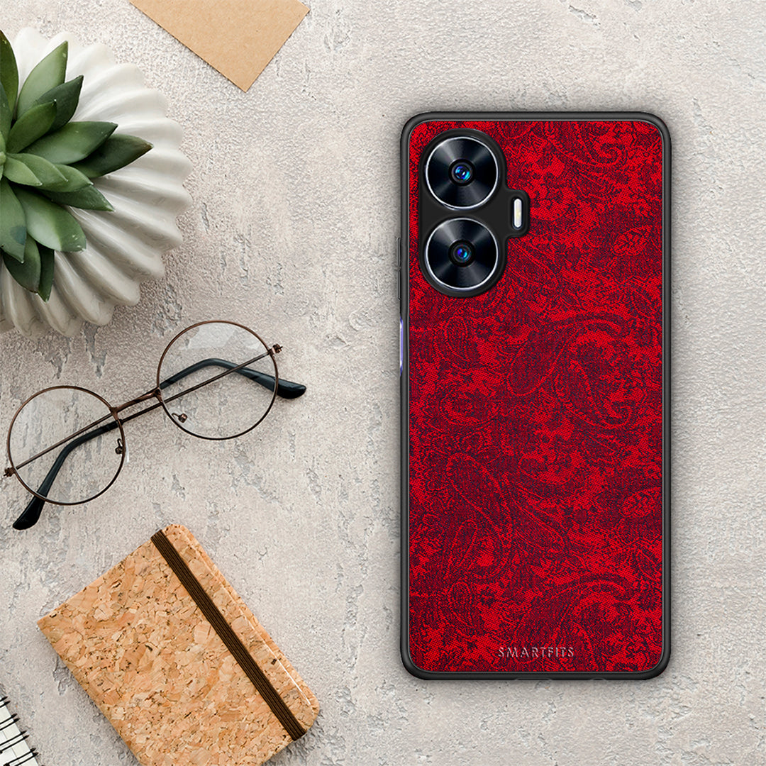 Θήκη Realme C55 Dual Paisley Cashmere από τη Smartfits με σχέδιο στο πίσω μέρος και μαύρο περίβλημα | Realme C55 Dual Paisley Cashmere Case with Colorful Back and Black Bezels