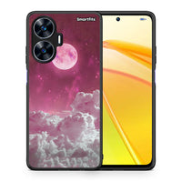 Thumbnail for Θήκη Realme C55 Dual Pink Moon από τη Smartfits με σχέδιο στο πίσω μέρος και μαύρο περίβλημα | Realme C55 Dual Pink Moon Case with Colorful Back and Black Bezels