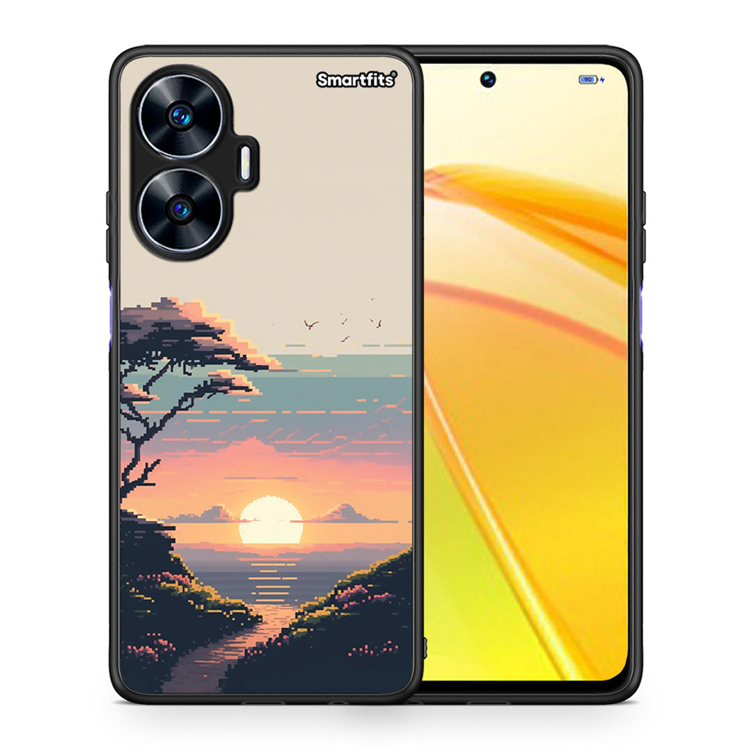 Θήκη Realme C55 Dual Pixel Sunset από τη Smartfits με σχέδιο στο πίσω μέρος και μαύρο περίβλημα | Realme C55 Dual Pixel Sunset Case with Colorful Back and Black Bezels